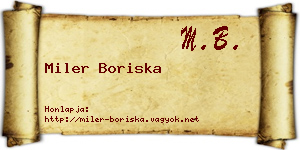 Miler Boriska névjegykártya